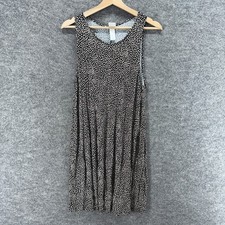 H&M Dress Women M  Black Animal Print Shift Midi Sleeveless Round Neck