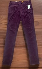 Pilcro Anthro Corduroy Skinny Jeans Womens Burgundy Mid Rise Stretch Size 28