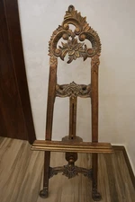 Rare Rococo Baroque Ornate Wood Display Art Easel – Hand-Carved Decorative Stand