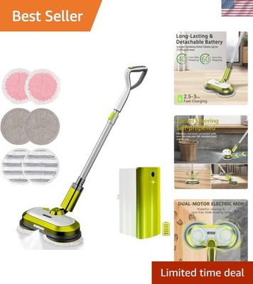Cordless Electric Mop with Water Spray & Detachable Battery, Rechargeable Flo...