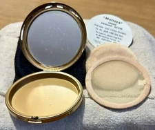 Vintage MELISSA Brass Gold Powder Mirror Compact EMPTY UNUSED w/ Puff Screen Etc