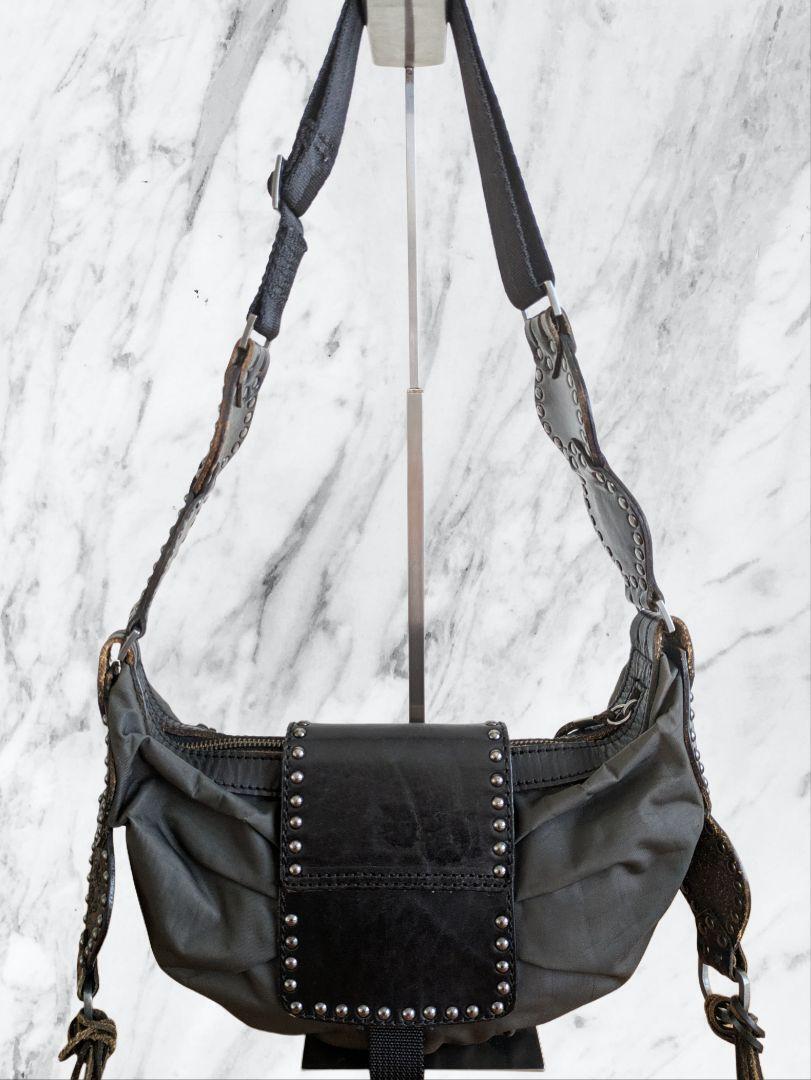Diesel Shoulder Bag Archive Metal Logo Studs Fringe Half Diesel Shoulder Bag Archive Metal Logo Studs Fringe Half
