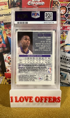 Topps Finest Allen Iverson 1996 novato herederos de oro raro #280 con revestimiento PSA 7 leer - Imagen 8 de 8