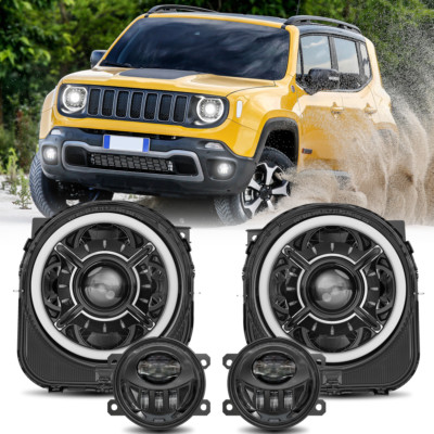For 2015-2021 Jeep Renegade LED DRL Headlights 4'' Fog Lights Combo Plug & Play