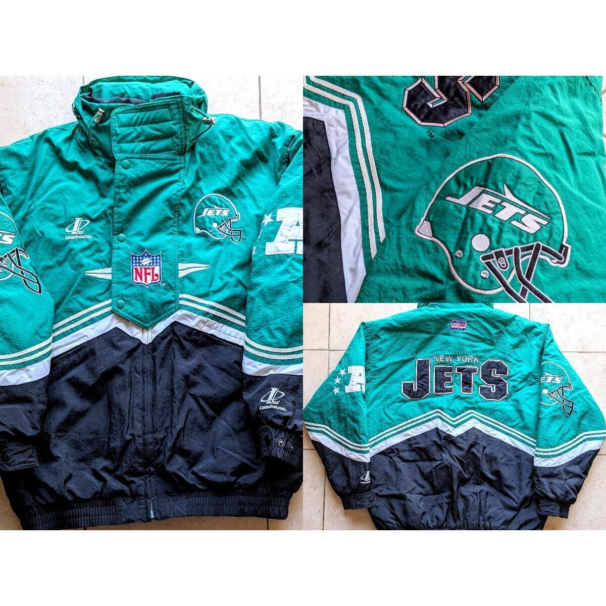 New York Jets 90s LOGO ATHLETIC puffer jacket M kelly black New York Jets 90s LOGO ATHLETIC puffer jacket M kelly black
