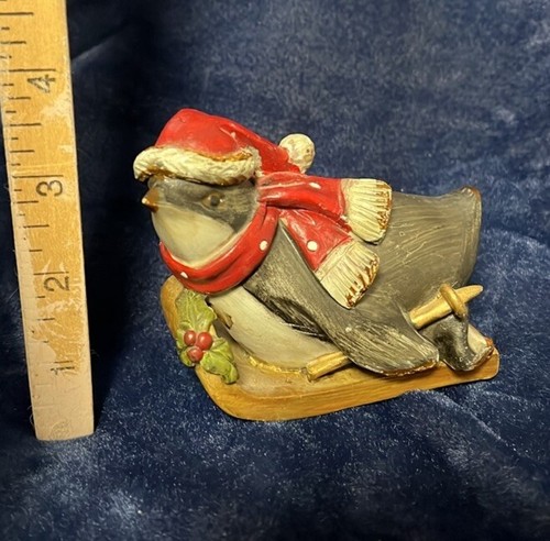 Resin Skiing Penguin Figurine - Picture 3 of 7