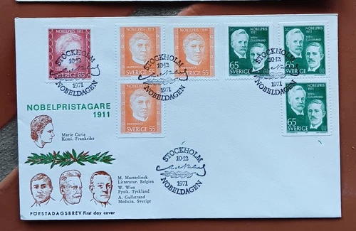 Sweden 1971 NOBEL PRIZE LITERATURE 1911  SET  SWEDISH CACHET FDC