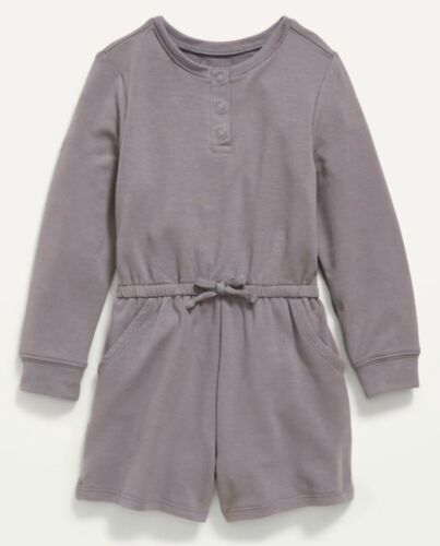 Old Navy Toddler Size 5T ~ Long Sleeve Henley Romper .. NWT .. $25 .. Gray