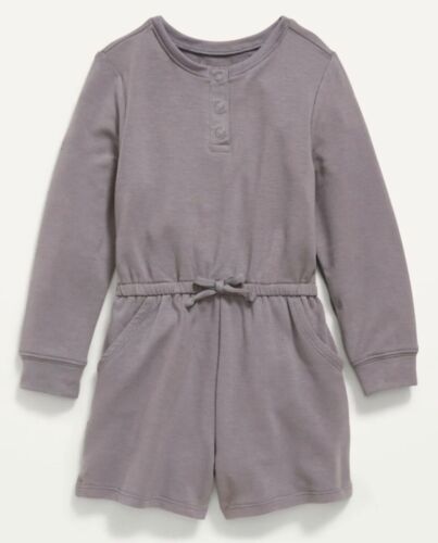 Old Navy Toddler Size 5T ~ Long Sleeve Henley Romper .. NWT .. $25 .. Gray - Picture 1 of 4