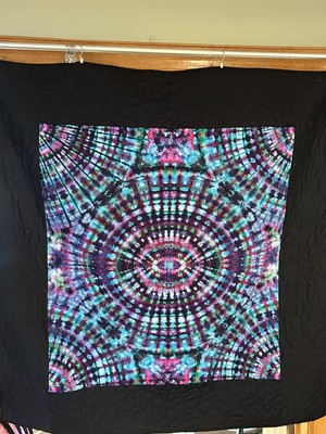 Handmade throw size eye of the beholder custom dyed tapestry quilt
