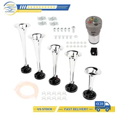 For Car Truck 5 Trumpets 12V Silver Plastic Truck Car SUV/Motorcycle Boat Horn