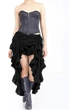 Women’s Steampunk Victorian Pirate Cosplay High-Low Costume Skirt - Black - 2XL