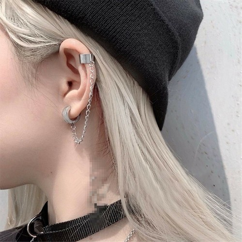 925 Silver Sparkling Rhinestone Pearl Tassel Ear Cuff Wrap Ear Clips Earring AU - Picture 7 of 15