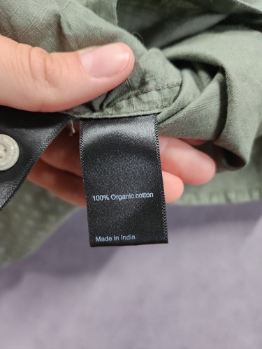 Camisa Wellen Para Hombre Grande Verde Punteada 100% Algodón Orgánico Manga Corta Abotonada - Imagen 8 de 12