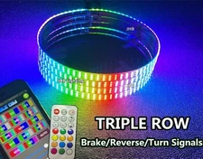 JHB 4Rings 15.5" TRIPLE ROW RGB & Dream CHASING FLOW LED Trucks Wheel Rim Lights