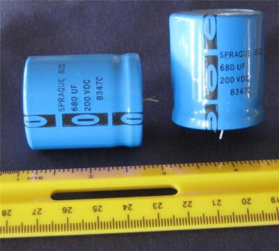 Sprague 680uf 680 uf 200v Snap-in Capacitor ( Qty 2 ) *** NEW ***