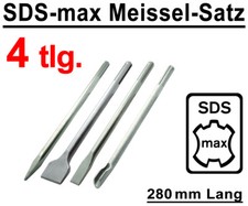 SDS-max Meißel Set 4-tlg. 280 mm Flachmeißel Spitzmeißel Breitmeißel Kanalmeißel
