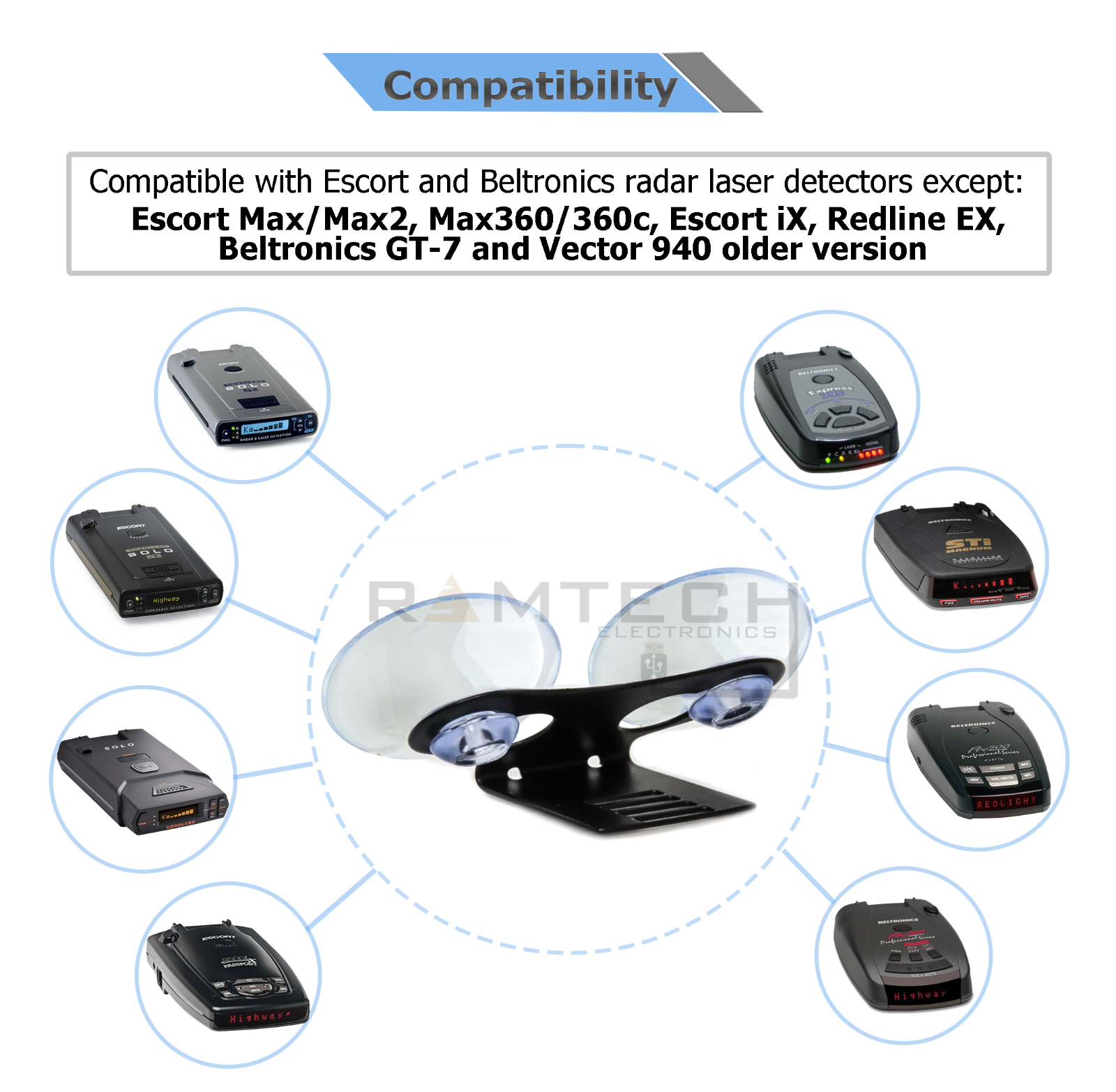 Car Windshield Suction Mount For Escort Passport X70 X80 Radar Detector