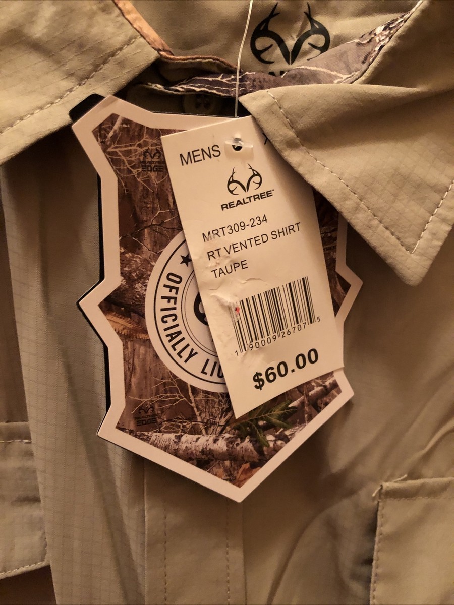Chemise De Pêche Ventilée Realtree - Taille XL, Couleur Taupe, Neuve Avec étiquette
