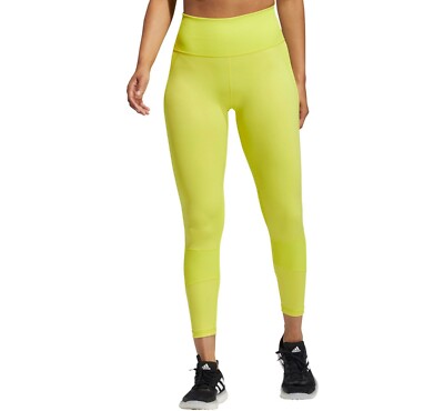 adidas Women's Believe This Rib Mix 7/8 Tights ACID YELLOW Size XS