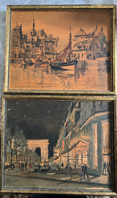 FRANZ HERBELOT LISTED ARTIST UKRANIAN? WATER COLORS CHAMP  ELYSEE / HONFLEUR