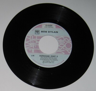Bob Dylan - Canadian reissue 45 - ''Hurricane (Part 1)'' / ''Mozambique'' - NM/VG+