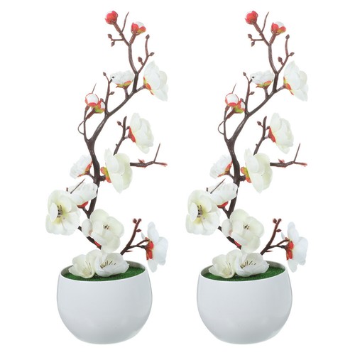 2 Pcs Realistische Kunstpflanze Bonsai Garten-Desktop-Ornamente Büro - Bild 19 von 19