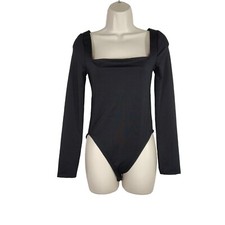 Topshop Square Neck Black Long Sleeve Bodysuit Women Size 4 6