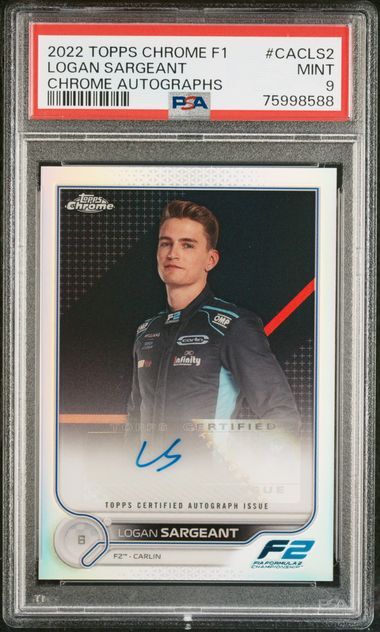 LOGAN SARGEANT 2022 TOPPS CHROME F1 AUTO #CACLS2 PSA 9 MINT