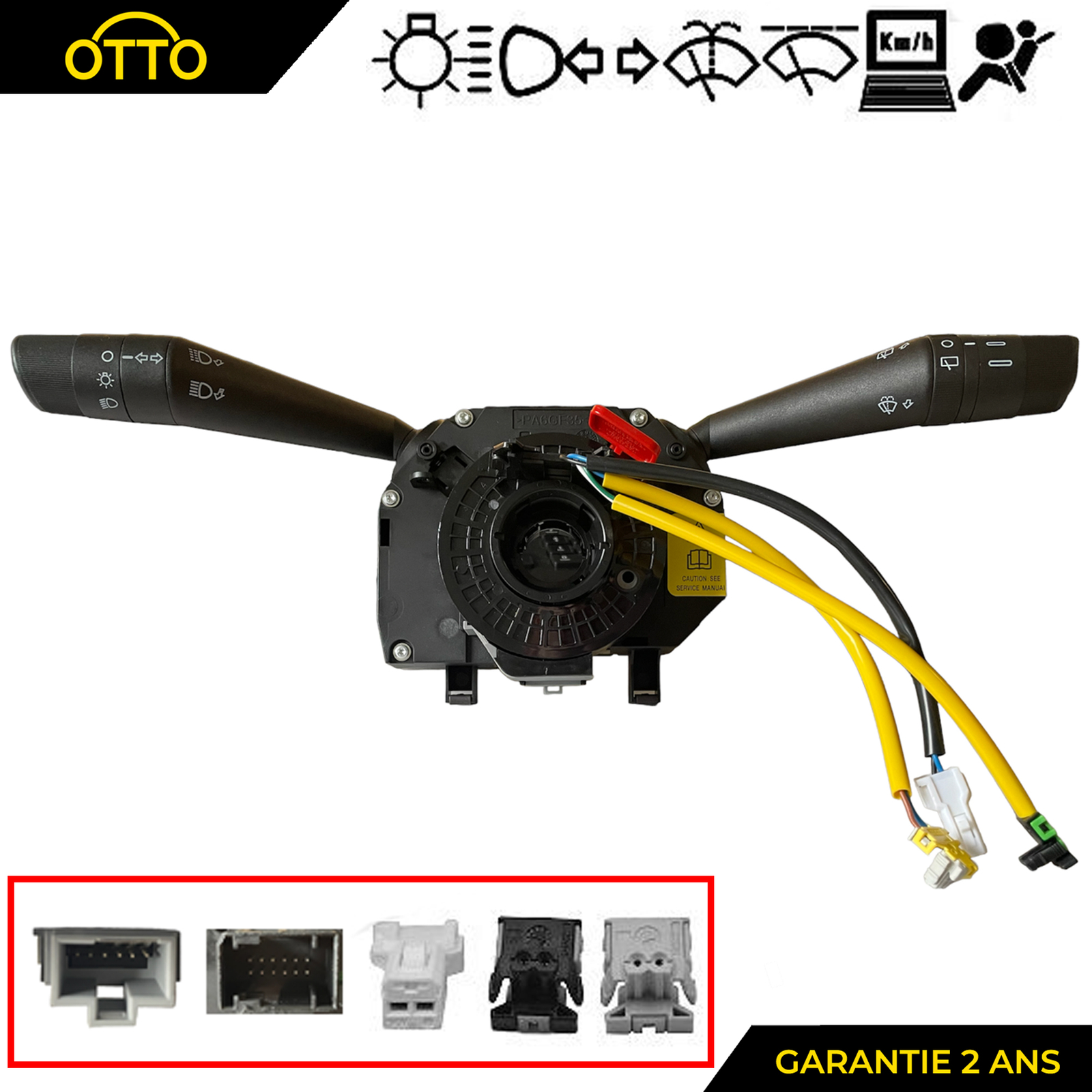Commutateur de colonne direction Fiat Punto II, commodo 735597695 noir en ABS