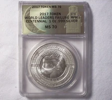  D.Carr -1917-2017 Failure of WW1 100th Anniversary Hard Times Token-ANACS MS 70