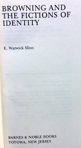 Browning and the Fiction of Identity by E. Warwick Slinn HC DJ LIKE NEW (1982) - Picture 5 of 11