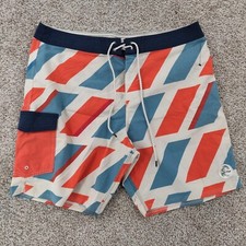 O'neill Retro Freak Board Shorts Men 34x8.5 Geometric Pocket Swim Drawstring