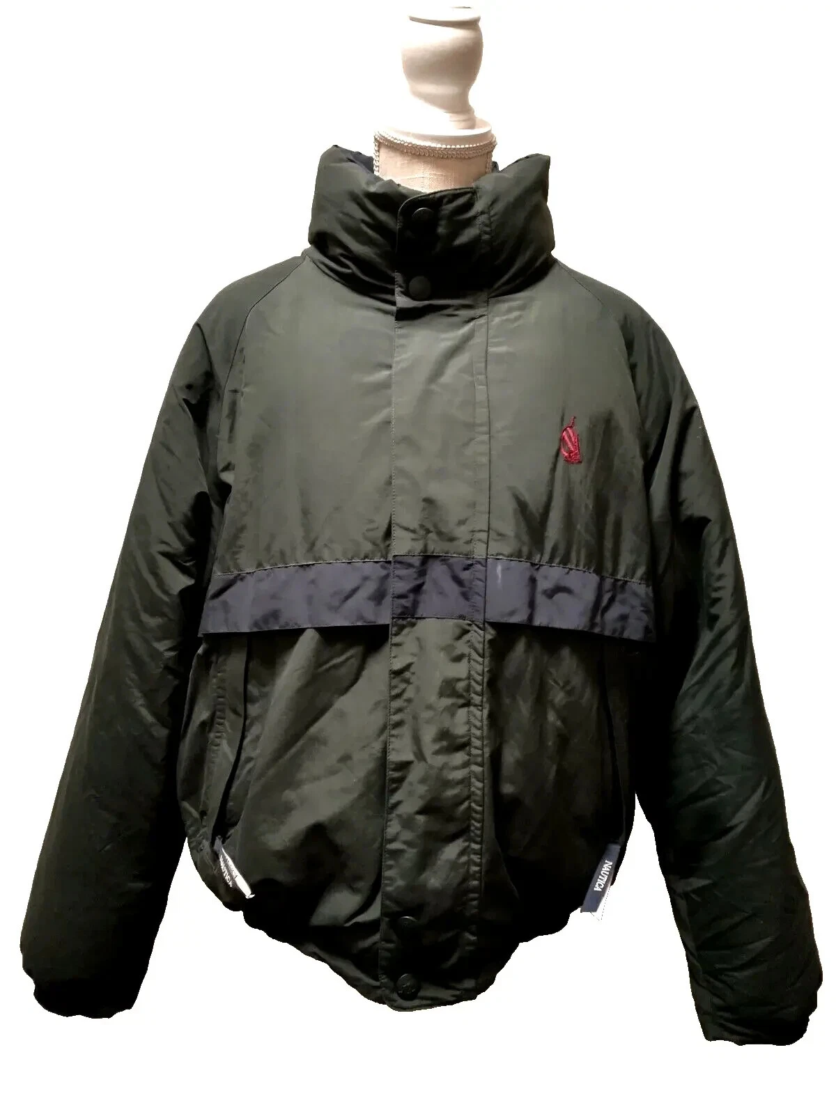 Vintage 90's Nautica Men's Reversible Navy Red Duck Down Logo Puffer Jacket L