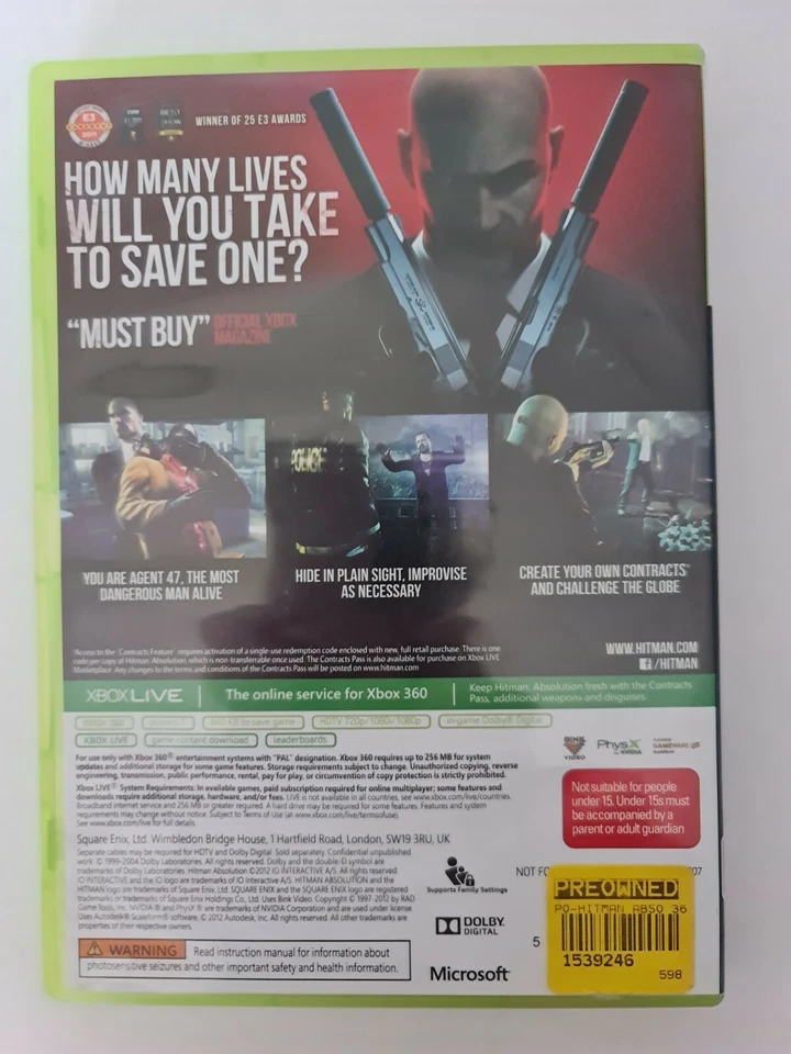 Hitman Absolution Xbox 360 Game - VGC - COMPLETE - FREE POSTAGE - Image 3 of 3