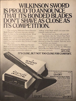 1980 Wilkinson Sword Bonded Blade Razor VTG 80s Shave Not Close As Competition