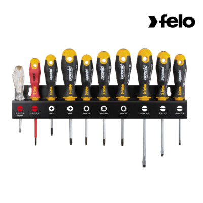 Felo - ERGONIC - XL Schraubendrehersatz inkl. Stahl-Werkzeughalter, 10-tlg.