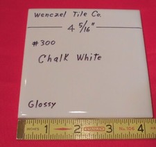 1 pc. Blanco tiburón: azulejo de cerámica brillante de Wenczel Tile Co. 4-5/16" nuevo de stock