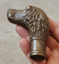 Antique Victorian Walking Stick handle with Bronze Dog Head Walking Stick handle