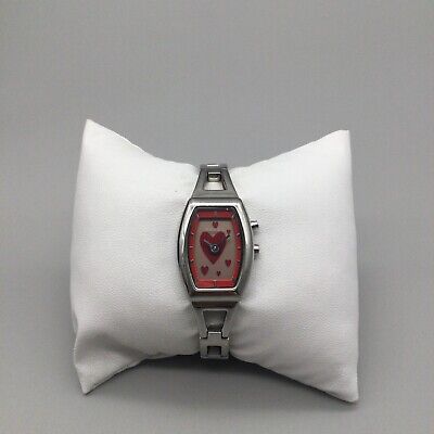 Fossil Big Tic Watch Women 20mm Silver Tone Heart Animation