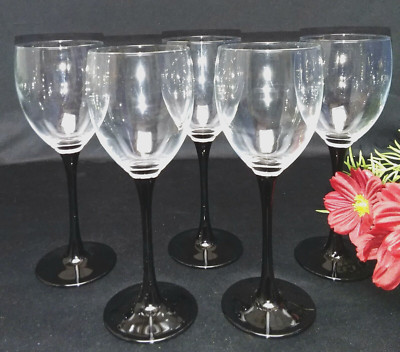 Weingläser 5er Set mit schwarzem Stiel, Luminarc France Weinglas G 254
