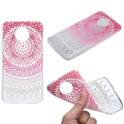 Henna Cover für Handy Motorola Moto E4 Plus Case Schutz Hülle Silikon Sonne Pink