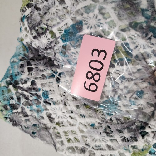 Alfred Dunner Petite PM Women Crochet Cardigan Blue Gray White Open Front EUC - Picture 19 of 19