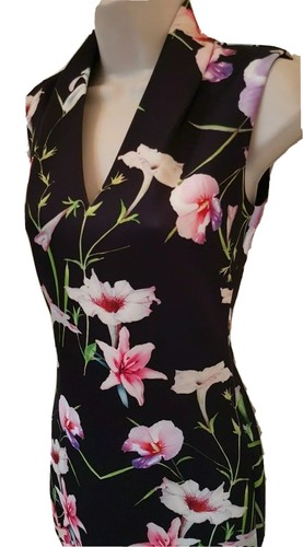 Ted Baker Dress Floral Tropics bodycon Size 1 UK 8 V neck sleeveless lined New - Picture 3 of 11