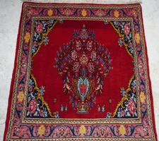 HANDMADE WOOL ORIENTAL RUG, FLORAL HANDKNOTTED VIBTANT VINTAGE RUG