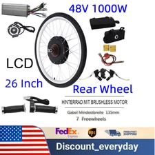 26 Inch Electric Bicycle Rear Wheel Motor Hub E Bike Conversion Kit 48V 1000W
