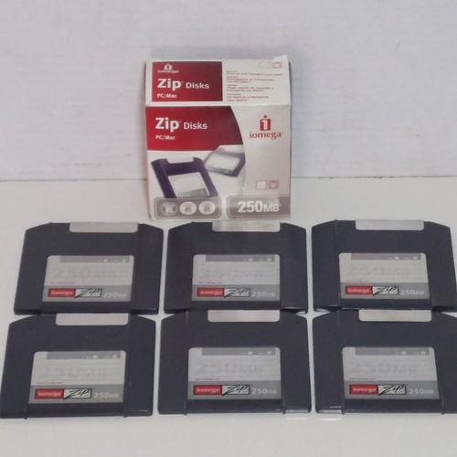 IOMEGA Zip Disks 250MB Floppy Disks 6 Count bx14 pc/Mac Vtg 2003 Open Box - Afbeelding 2 van 7