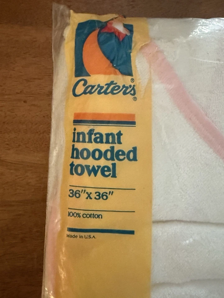 "Toalla con capucha Carter's de colección blanca rosa 100 % algodón rizo unisex 36""x36"" EE. UU. Nueva" Foto 2 de 4