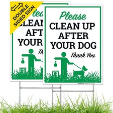 Please Clean Up After Your Dog Thank You Sign, 2 9x12 2 PK, Color-SI-1310
