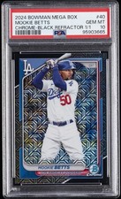 2024 BOWMAN MB CHROME BLACK REFRACTOR 1/1 #40 MOOKIE BETTS 1/1 PSA 10